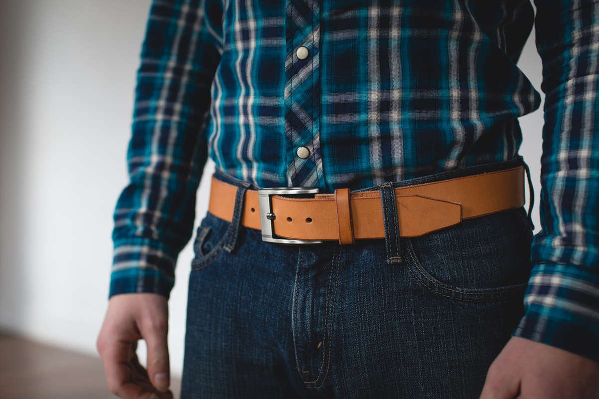 Men's Designer Casual Natural Solid Leather Belt 
