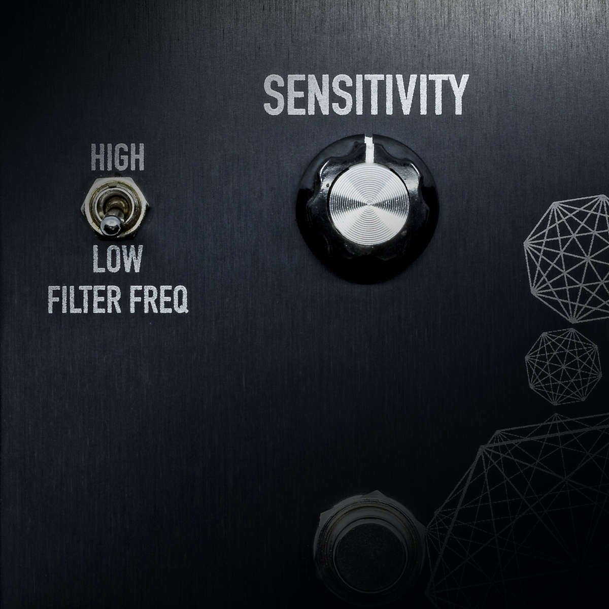 Close up of the sensitivity controls on the Ashdown type 23 dynamic filter pedal