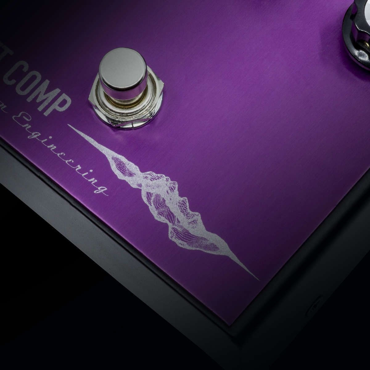 Close up of the eq detailing on the Ashdown velvet compressor pedal