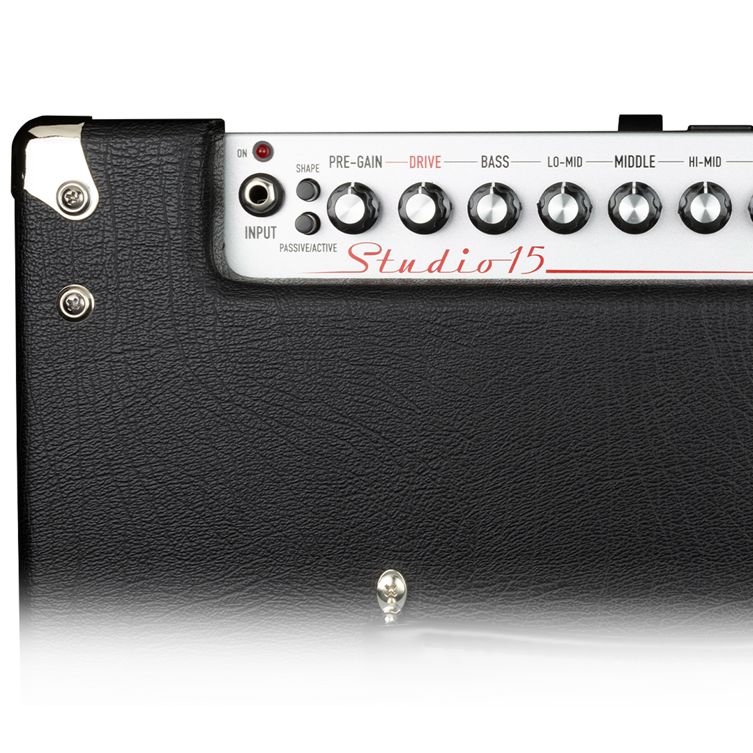 Ashdown studio 15 combo pre gain, drive, bass, lo-mid middle and hi mid controls