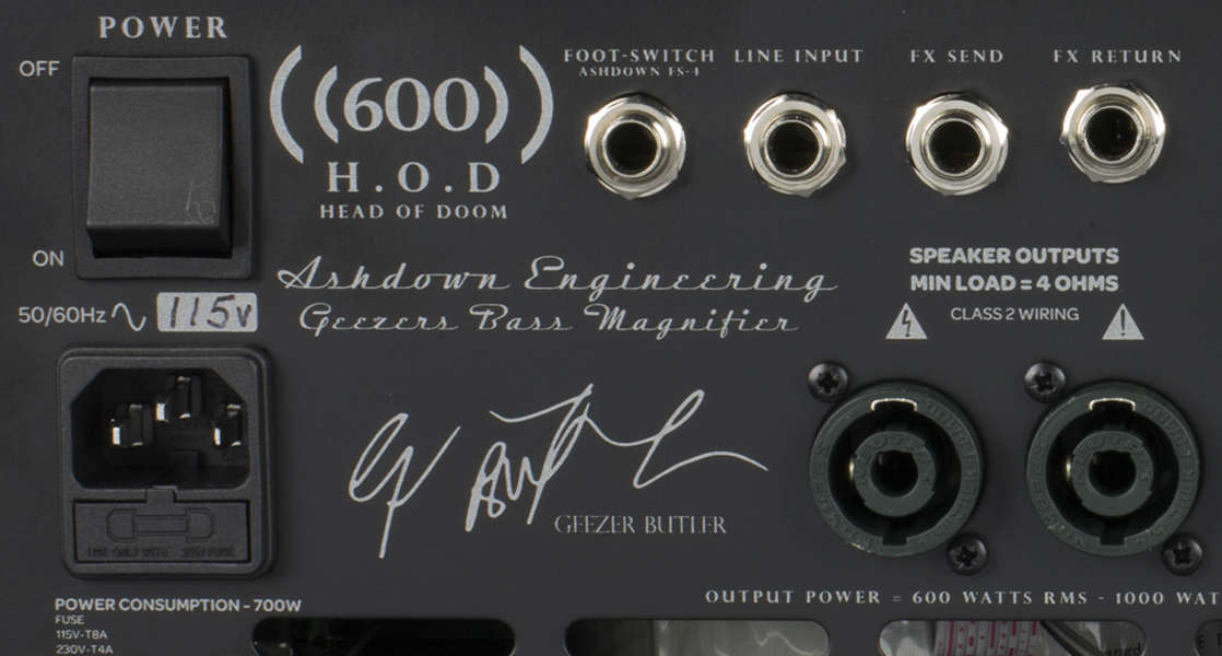 Ashdown Geezer Butler Head of Doom Rear inputs and power controls