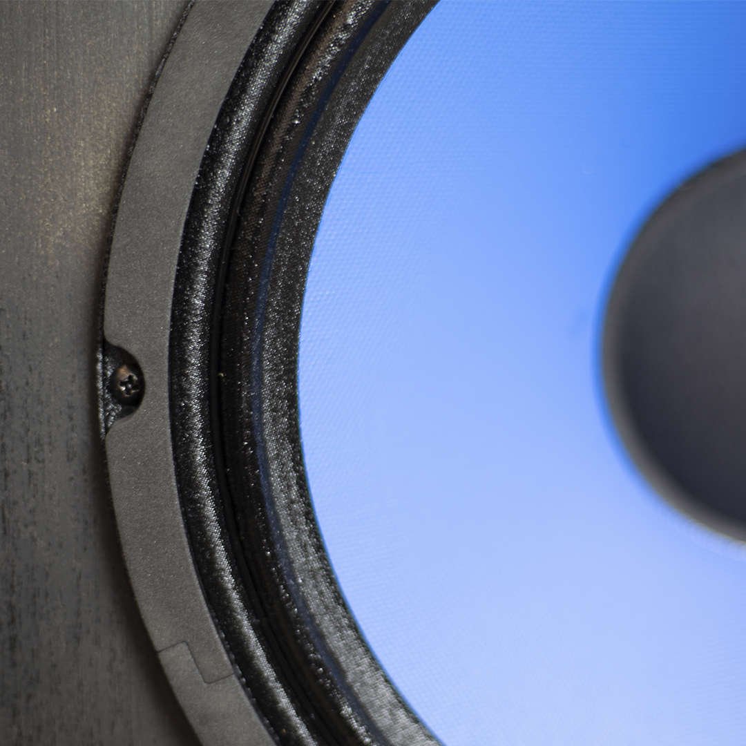 close up of the blue speaker in the abm 210 pro neo