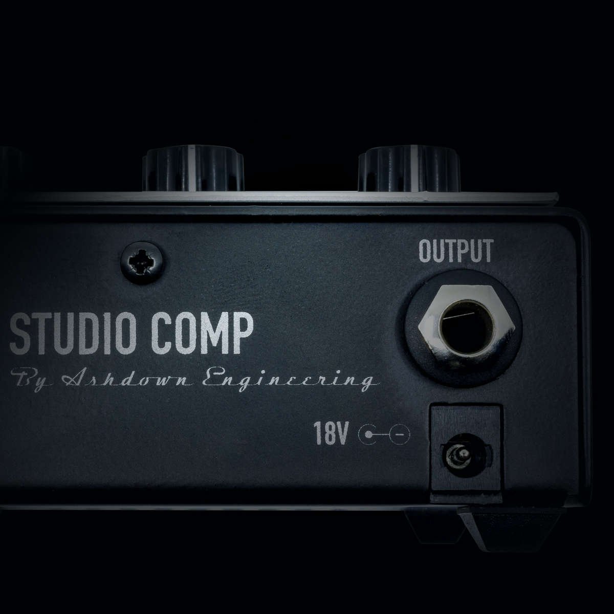 Close up of the output on the Ashdown studio compressor pedal