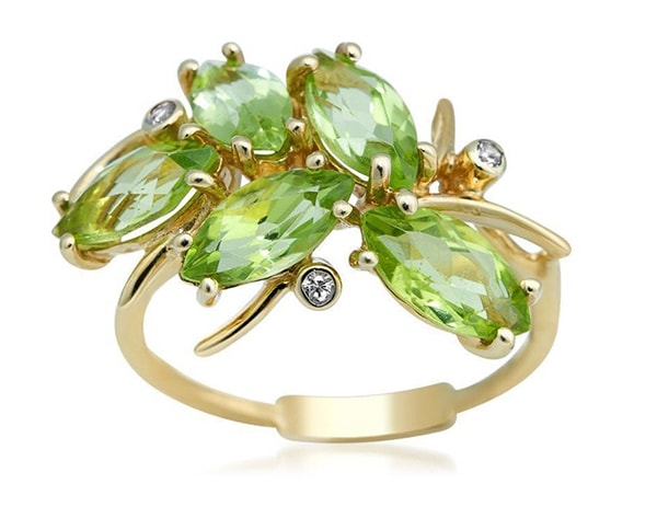 Yellow Gold Peridot Ring,  Drukker Designs