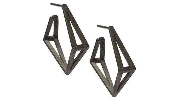 Black Med Kite Hoop Earrings - Stephanie Bates