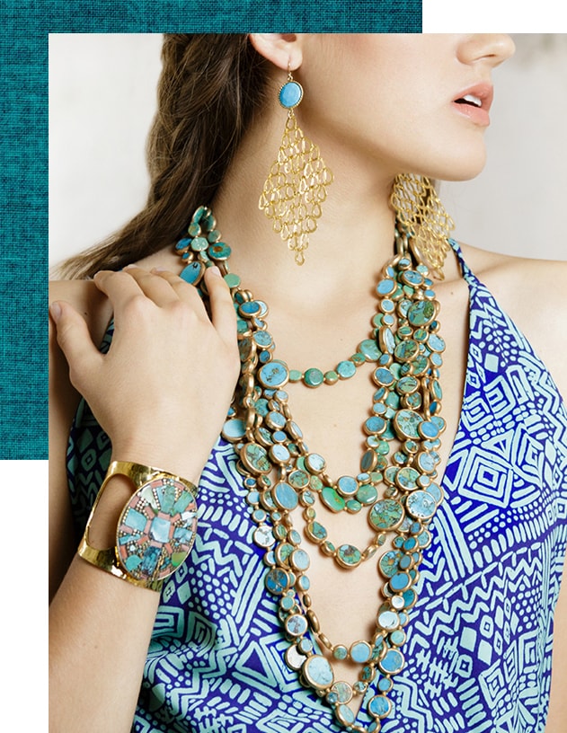 Copper Infused Multistrand Turquoise Necklace