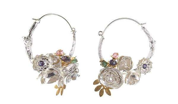 Peony Twig Hoop Earrings -  Amanda Coleman