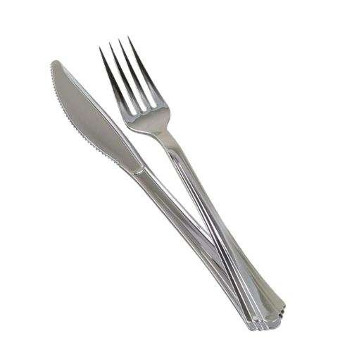 silver plastic cutlery