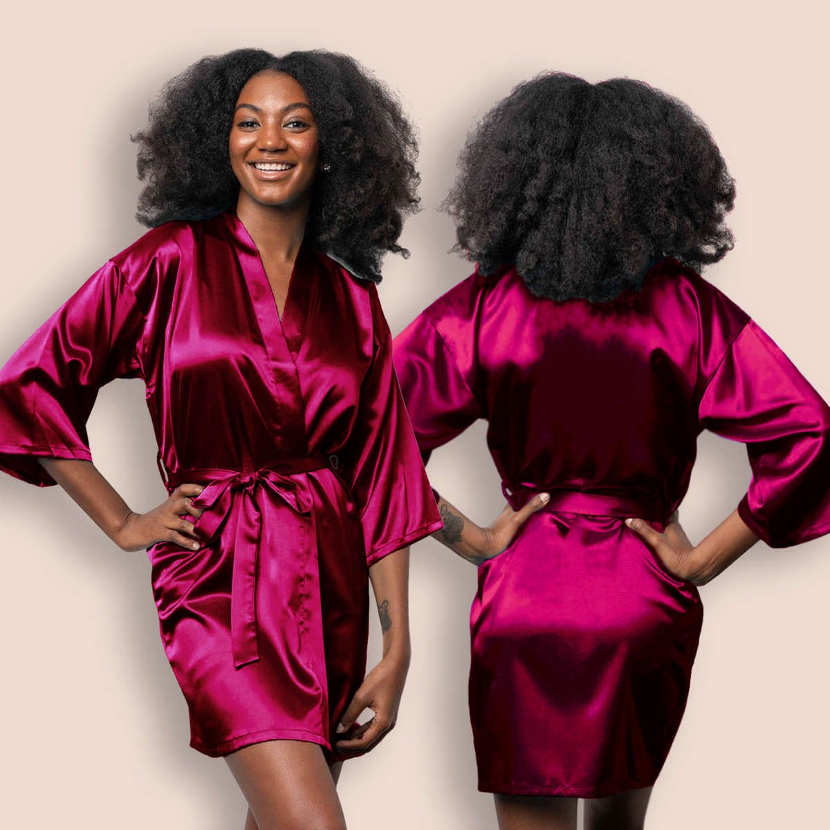 Above the knee burgundy robe for women and teens.  Great bridesmaid gift or proposal gift for bridal party, or use as a matching robe on girls trips and more.