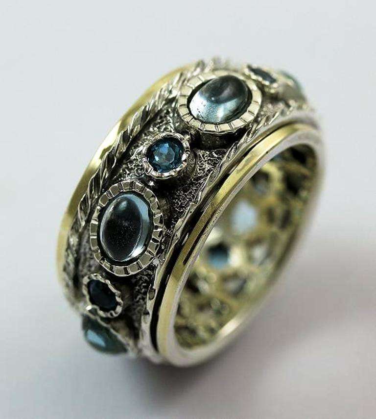 BluenoemiRS034 Israeli Spinner Rings /CZ Amethysts Peridots BlueTopaz