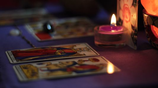 Tarot Cards Burning Candle Meditation