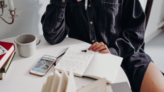 Journaling at the kitchen table
