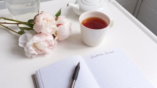 Gratitude Journal with Tea