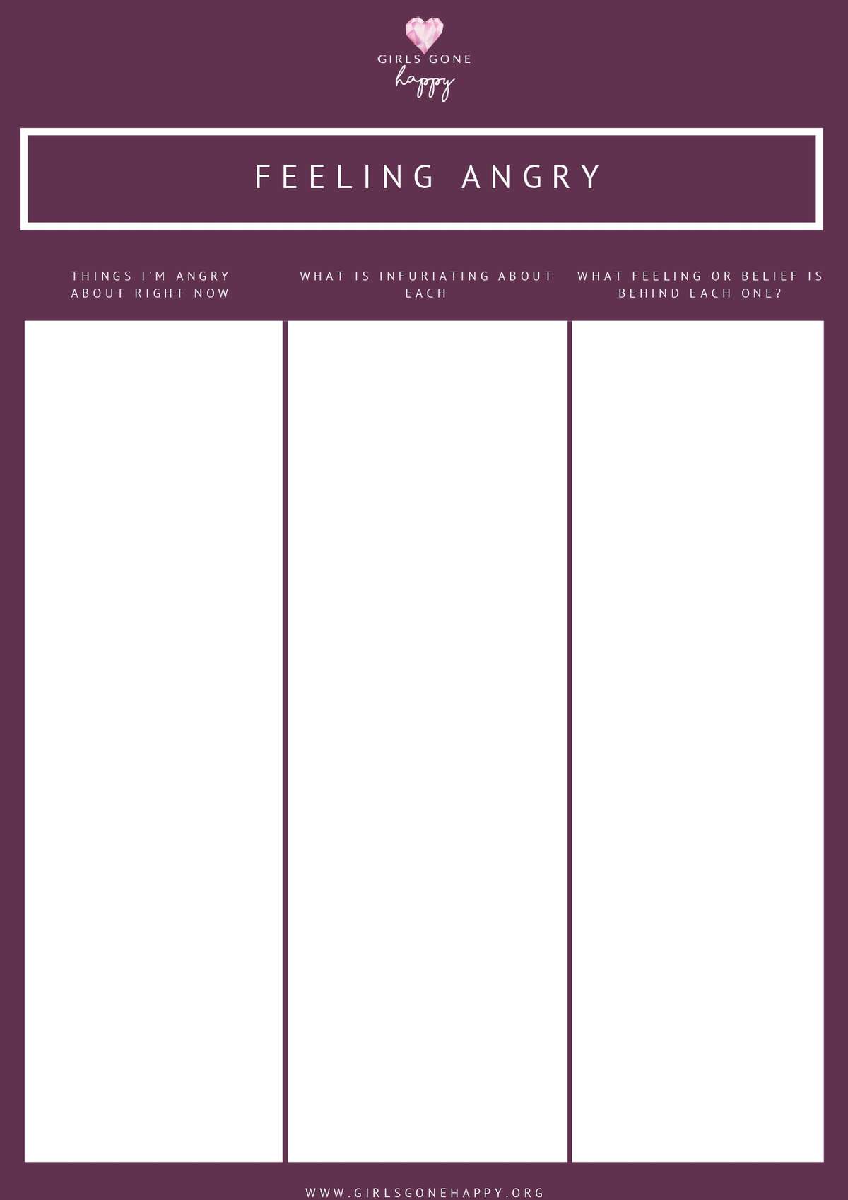 Feeling Angry Journaling List