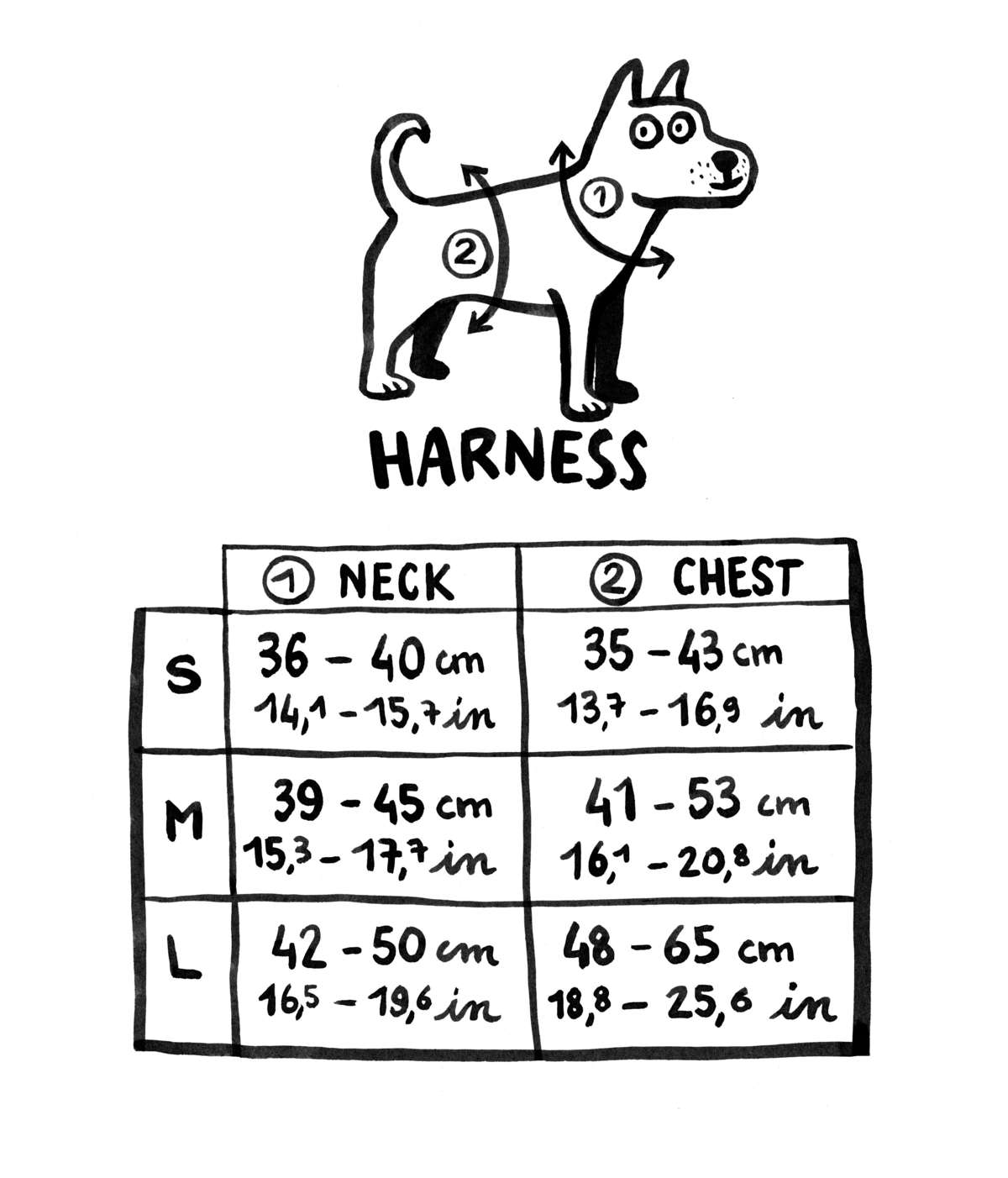 Dog harness clearance size guide