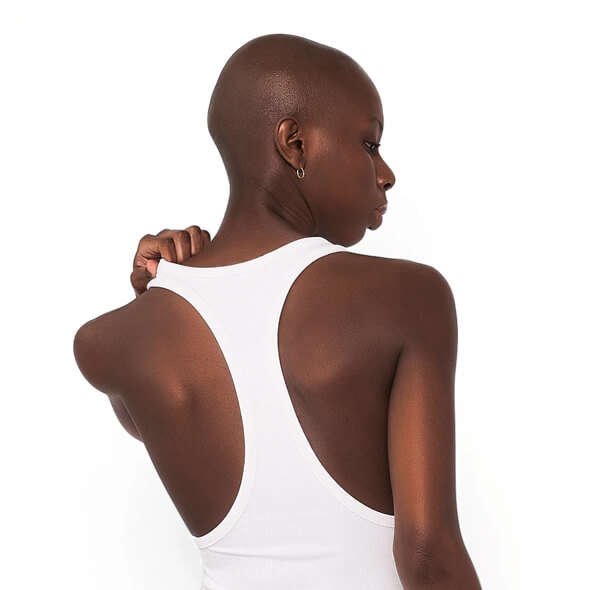 Back-Side View of BX White Ribbed Cotton Tank Top