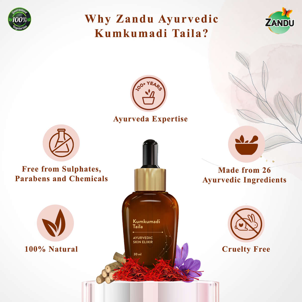 Buy Zandu Ayurvedic Kumkumadi Tailam (Oil) For Glowing Skin