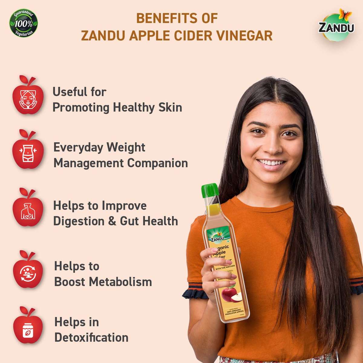 Zandu Organic Apple Cider Vinegar With Mother 500ml