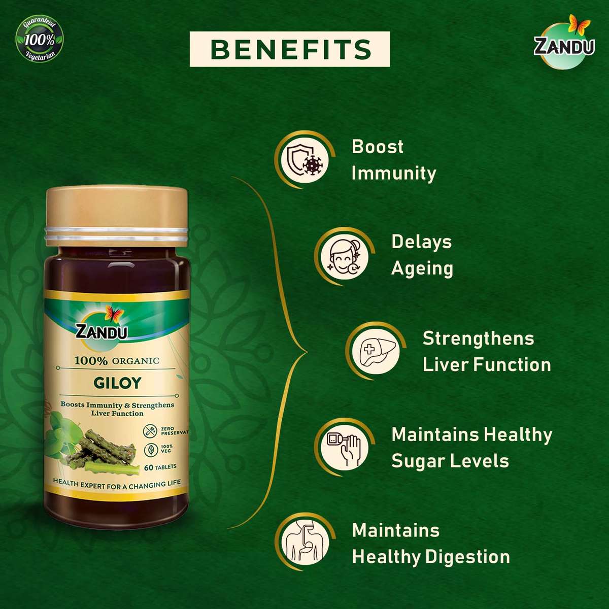 100% Organic Giloy (60 Tabs)